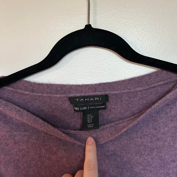 Tahari purple/ lavender 100% cashmere boatneck sweater size M - Picture 5 of 7